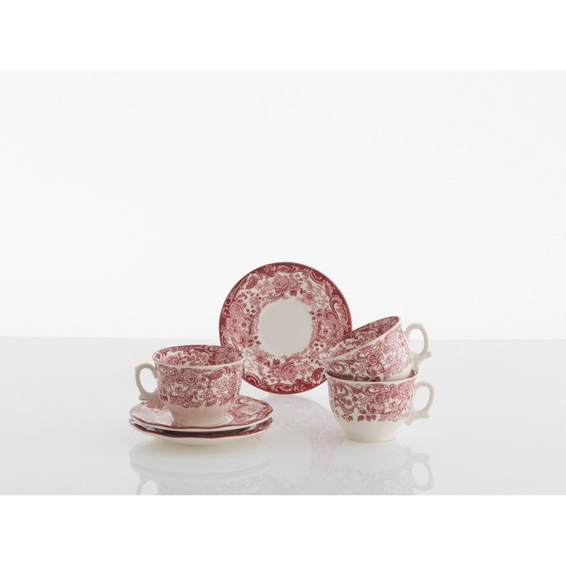 Set de 12 Tazas de Desayuno con Platillos La Cartuja Colección 202 Rosa - #pino_y_jacaranda#