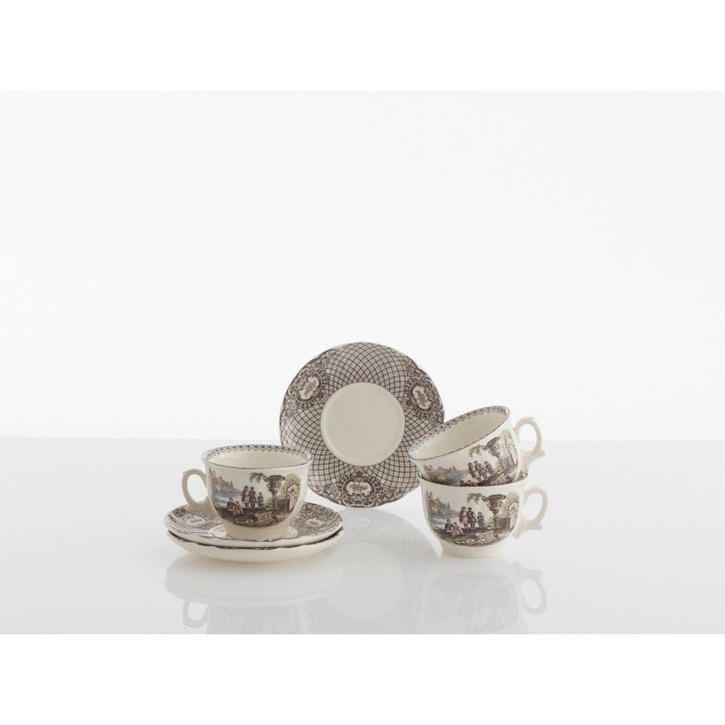 Set de 12 Tazas de Desayuno con Platillos La Cartuja Colección Atenea - #pino_y_jacaranda#