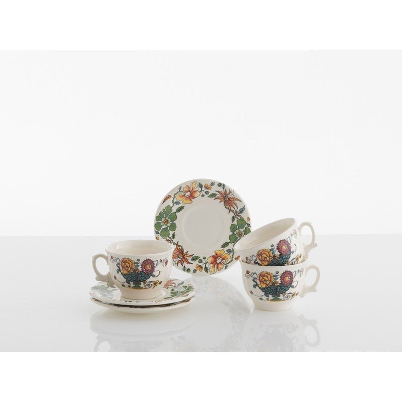 Set de 12 Tazas de Desayuno con Platillos La Cartuja Colección Bellavista - #pino_y_jacaranda#