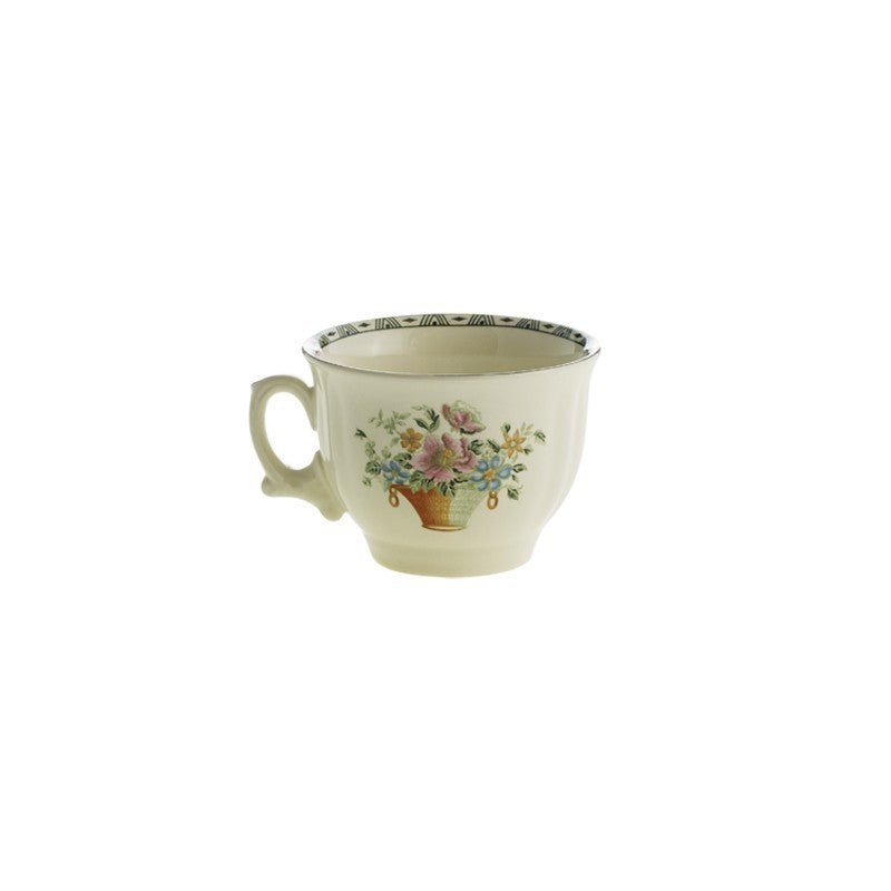 Set de 12 Tazas de Desayuno con Platillos La Cartuja Colección Canasto Floral - #pino_y_jacaranda#