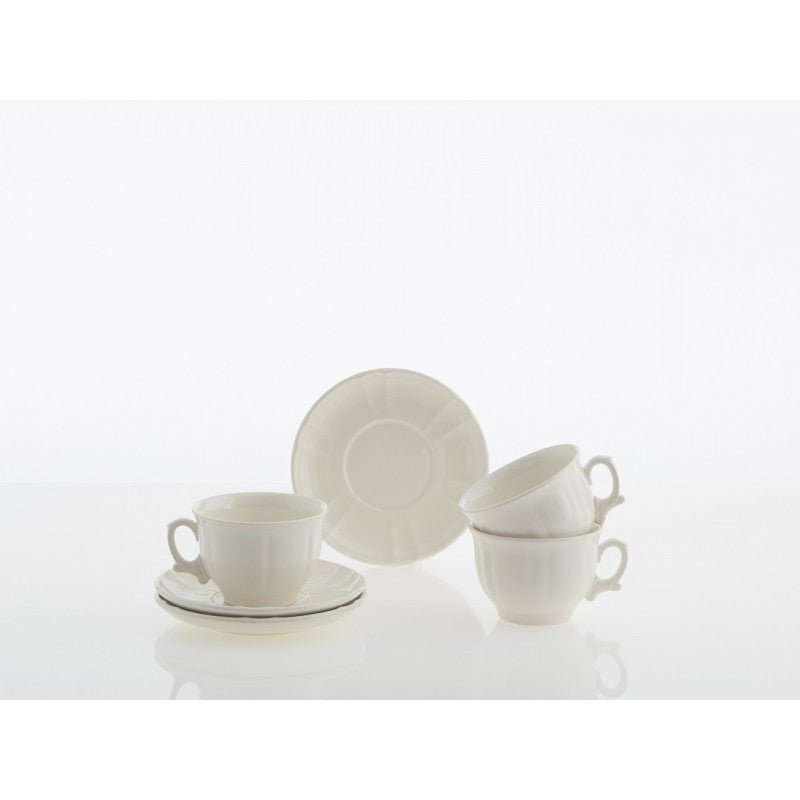 Set de 12 Tazas de Desayuno con Platillos La Cartuja Colección Imperio Blanca - #pino_y_jacaranda#