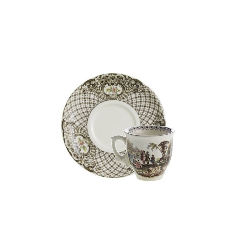 Set de 4 Tazas de Café con Platillo La Cartuja Colección Atenea - #pino_y_jacaranda#