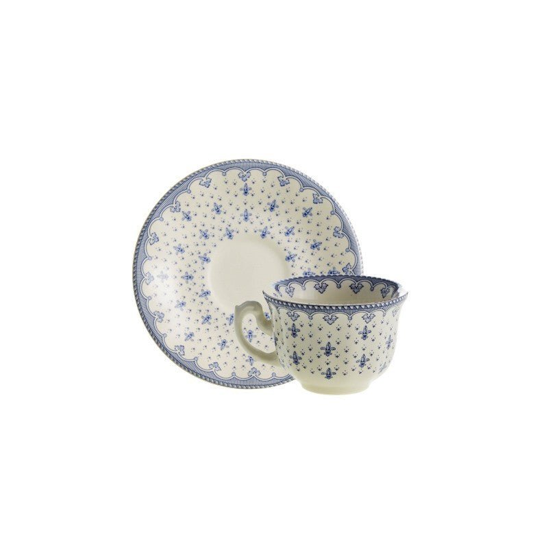 Set de 4 Tazas de Café con Platillo La Cartuja Colección Flor de Lis Azul - #pino_y_jacaranda#