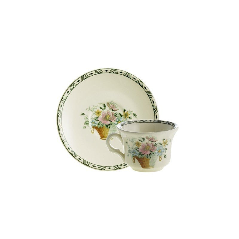 Set de 4 Tazas de Café con Platillos La Cartuja Colección Canasto Floral - #pino_y_jacaranda#