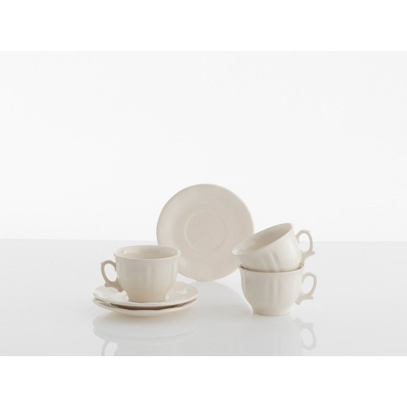 Set de 4 Tazas de Desayuno con Platillos La Cartuja Colección Aurora Blanca - #pino_y_jacaranda#