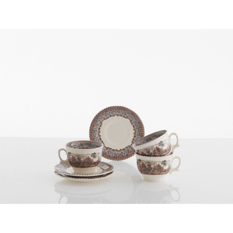 Set de 4 Tazas de Desayuno con Platillos La Cartuja Colección Viejo Molino - #pino_y_jacaranda#