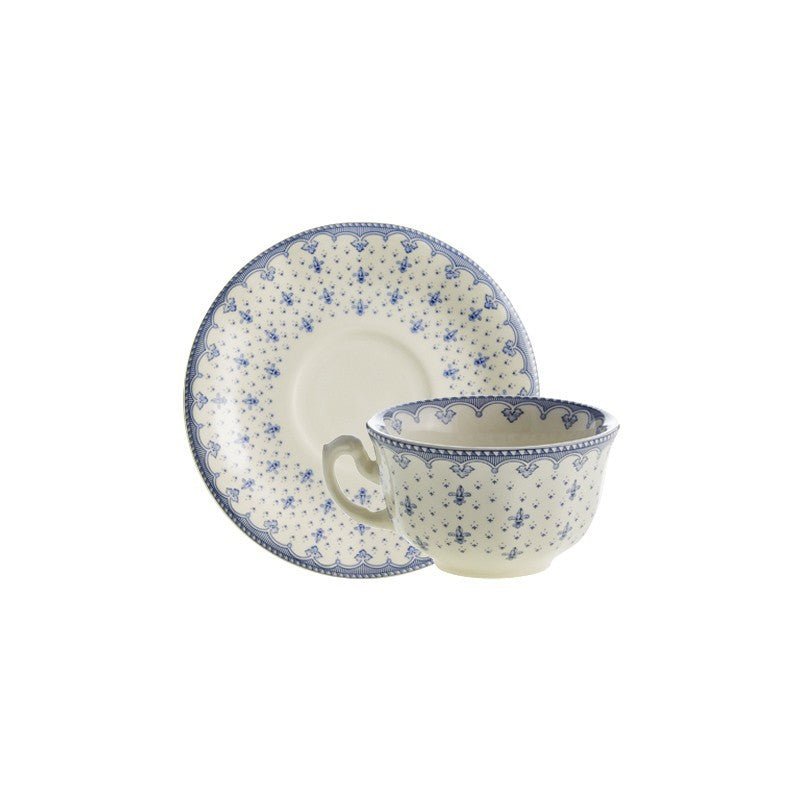 Set de 4 Tazas de Té con Platillos Colección Flor de Lis Azul - #pino_y_jacaranda#