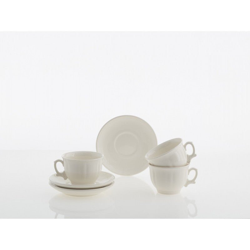 Set de 6 Tazas de Desayuno con Platillos La Cartuja Colección Ochavada Blanca - #pino_y_jacaranda#