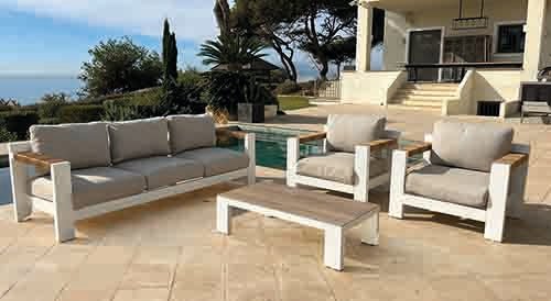 Set de Sofá y Mesa de Exterior Acered - #pino_y_jacaranda#