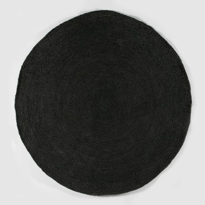 Alfombra redonda Darwesh yute natural negro 120x120